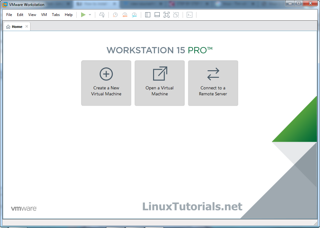 VMware Workstation home screen Screenshot