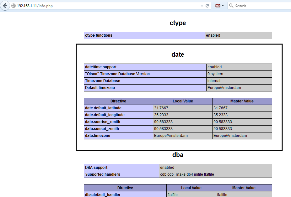 php info time function