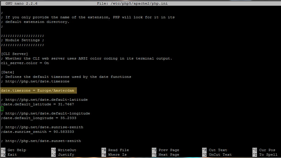 php timezone settings